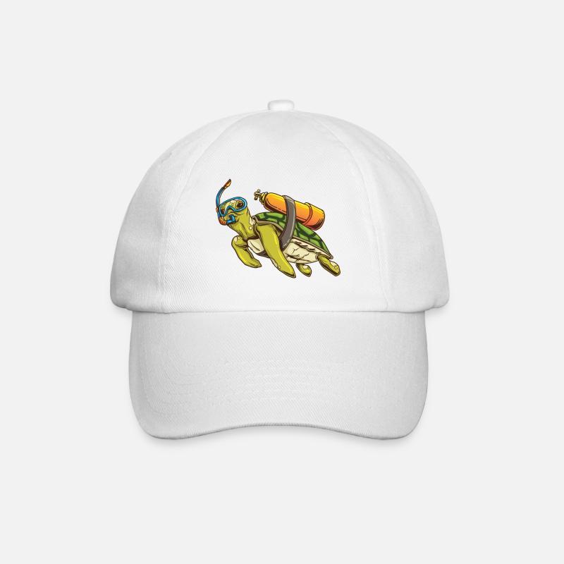 Turtle scuba diver - Baseball Cap - white/white