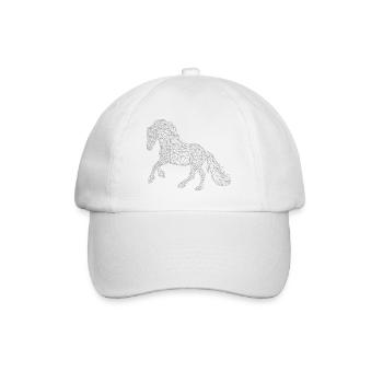 Horse Lined Drawing - Baseball Cap - white/white - Front