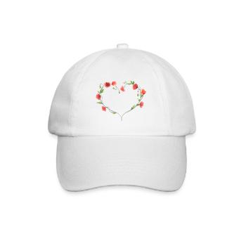 Herz aus handgemalten roten Mohnblumen - Baseballkappe - Weiß/Weiß - Vorne