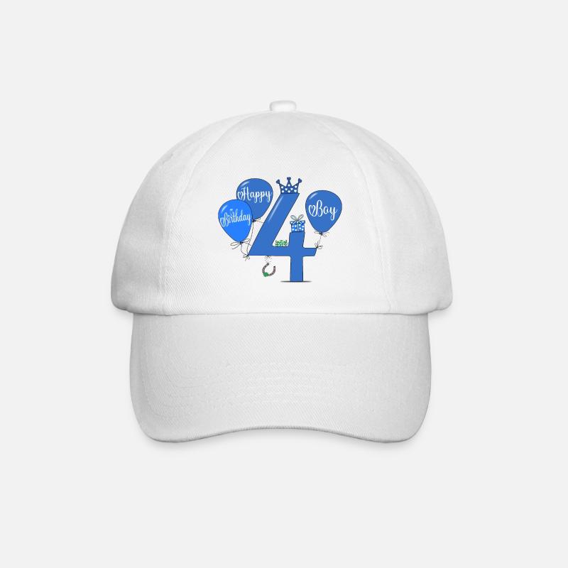 Happy Birthday 4 Boy - Baseballkappe - Weiß/Weiß
