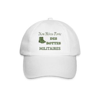 My Hero Wears Boots - Gift Humor - Baseball Cap - white/white - Front