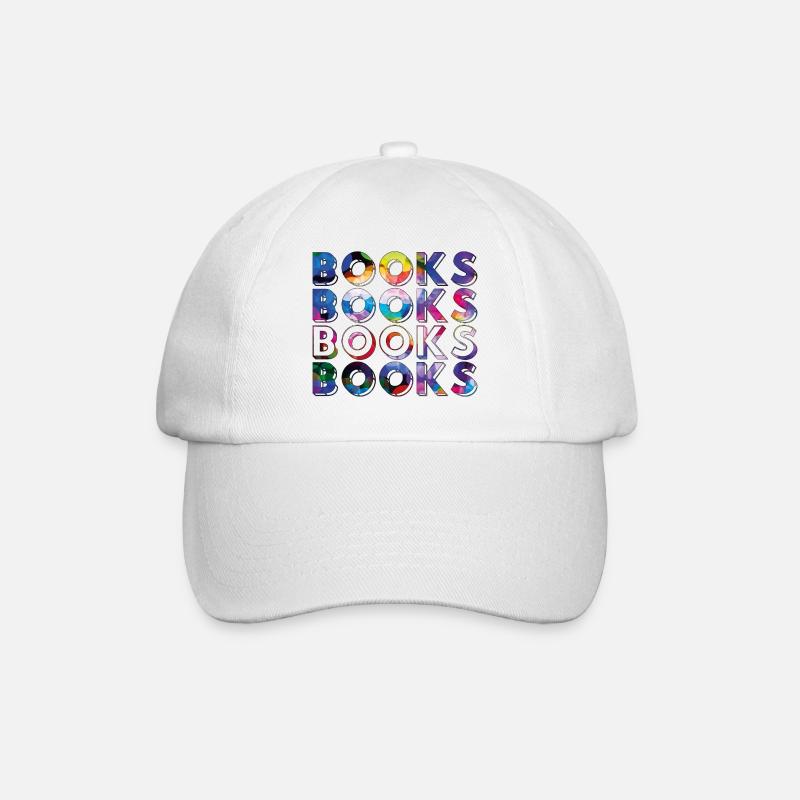 Bücher, Bücher, Bücher, Bücher bunt - Baseballkappe - Weiß/Weiß