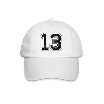 Number 13 - Baseball Cap - white/white - Front