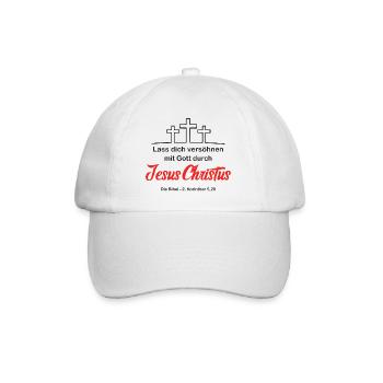 Lass dich versöhnen durch Jesus Christus (V.2) - Baseballkappe - Weiß/Weiß - Vorne
