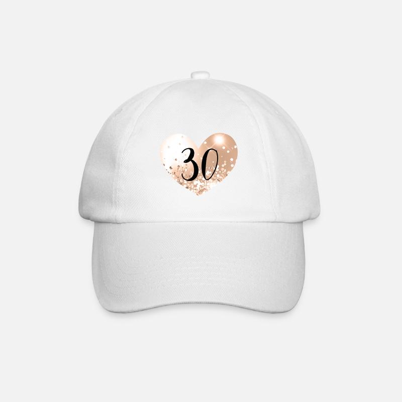 30 Herz Zahl - Baseballkappe - Weiß/Weiß