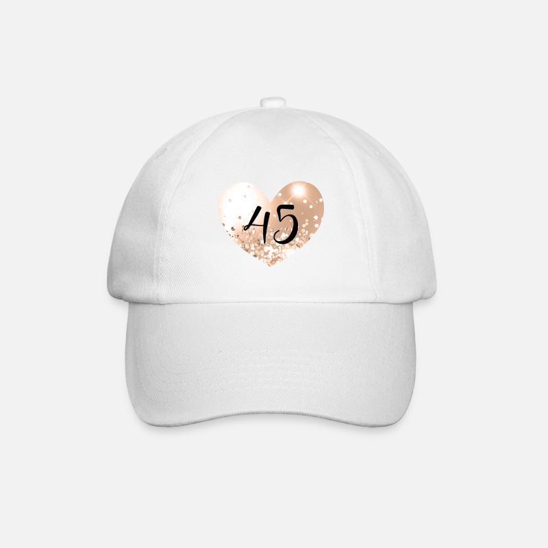 45 Herz Zahl - Baseballkappe - Weiß/Weiß