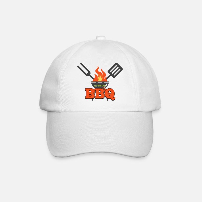 BBQ.. all year long! - Baseballkappe - Weiß/Weiß