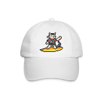 Surfing cat, pixel art - Baseball Cap - white/white - Front