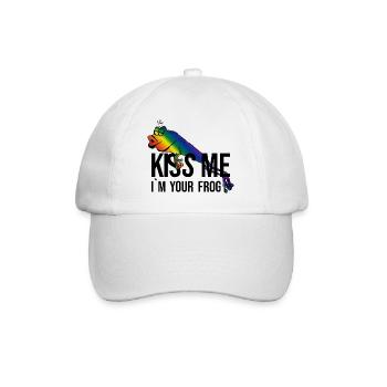 Frog - Princess - Kiss -Kiss me - Baseballkappe - Weiß/Weiß - Vorne