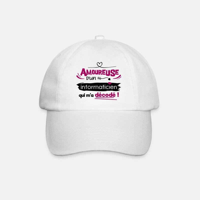 Amoureuse d'un informaticien ! humour geek - Casquette classique - blanc/blanc