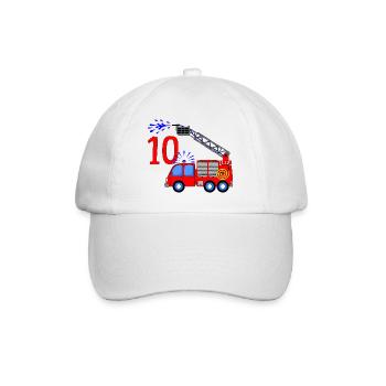 Fire engine 10 birthday ladder and water - Baseball Cap - white/white - Front