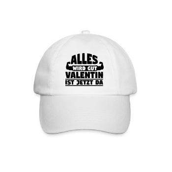Alles wird gut Valentin ist jetzt da - Baseballkappe - Weiß/Weiß - Vorne