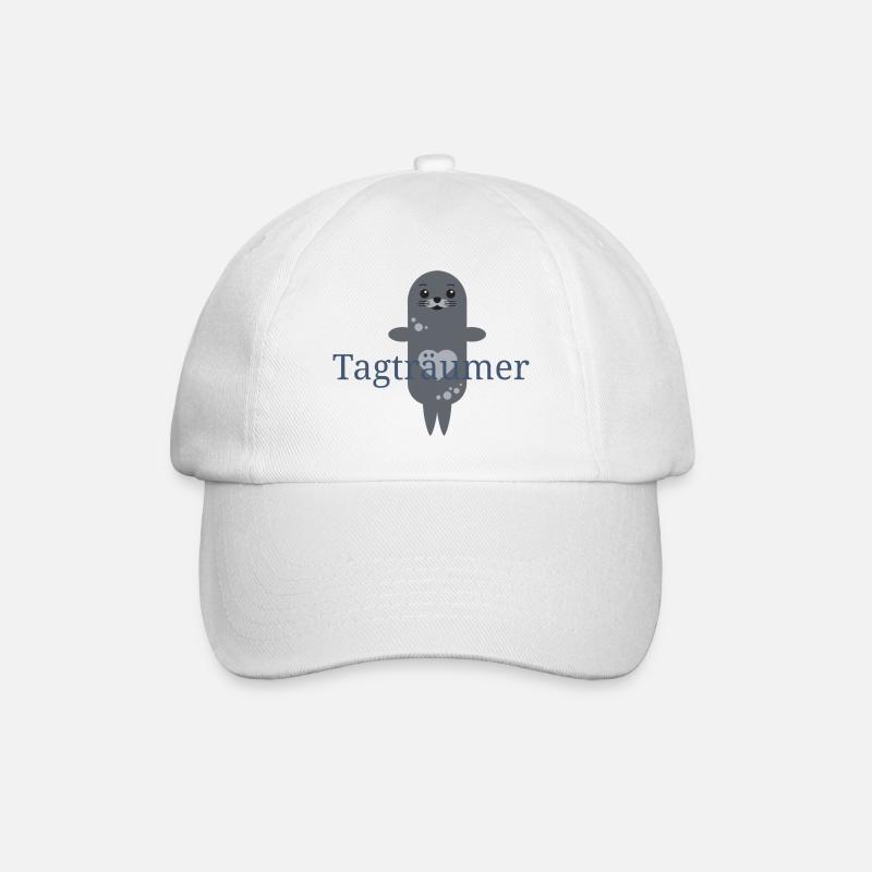 süße Robbe Tagträumer - Baseballkappe - Weiß/Weiß