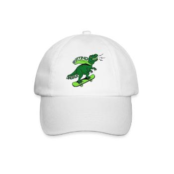 T-Rex Skateboard Dinosaur Skating Skater - Baseball Cap - white/white - Front