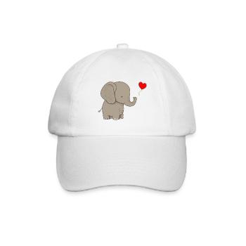Elefant mit Herz Geschenk - Baseballkappe - Weiß/Weiß - Vorne