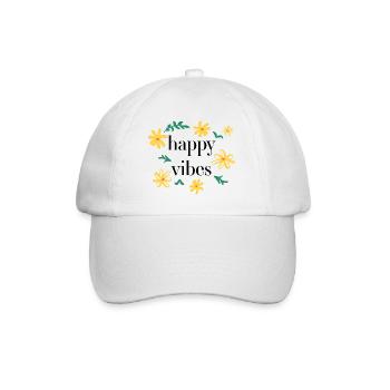 happy vibes - Baseballkappe - Weiß/Weiß - Vorne