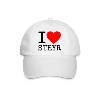 i love Steyr Minimalistisches Herz Souvenir - Baseballkappe - Weiß/Weiß - Vorne