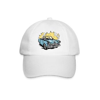 Blaues Cabriolet - Baseballkappe - Weiß/Weiß - Vorne