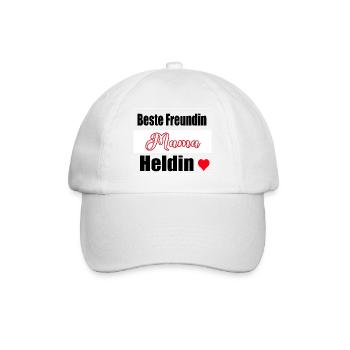 Mama, beste Freundin, Heldin - Baseballkappe - Weiß/Weiß - Vorne