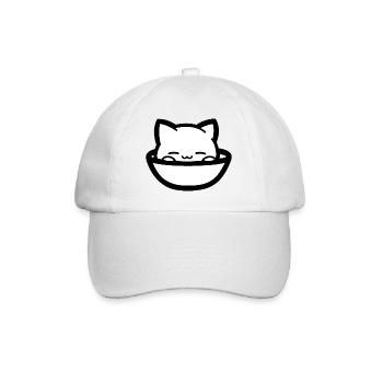 Cozy cat in bowl - Baseball Cap - white/white - Front