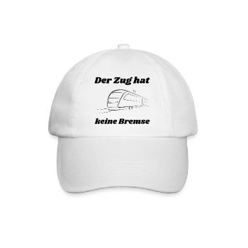 Der Zug hat keine Bremse! Party, Mallorca, JGA! - Baseballkappe - Weiß/Weiß - Vorne