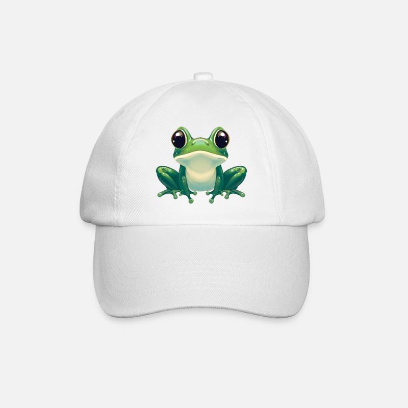 Grüner Frosch - Baseballkappe - Weiß/Weiß