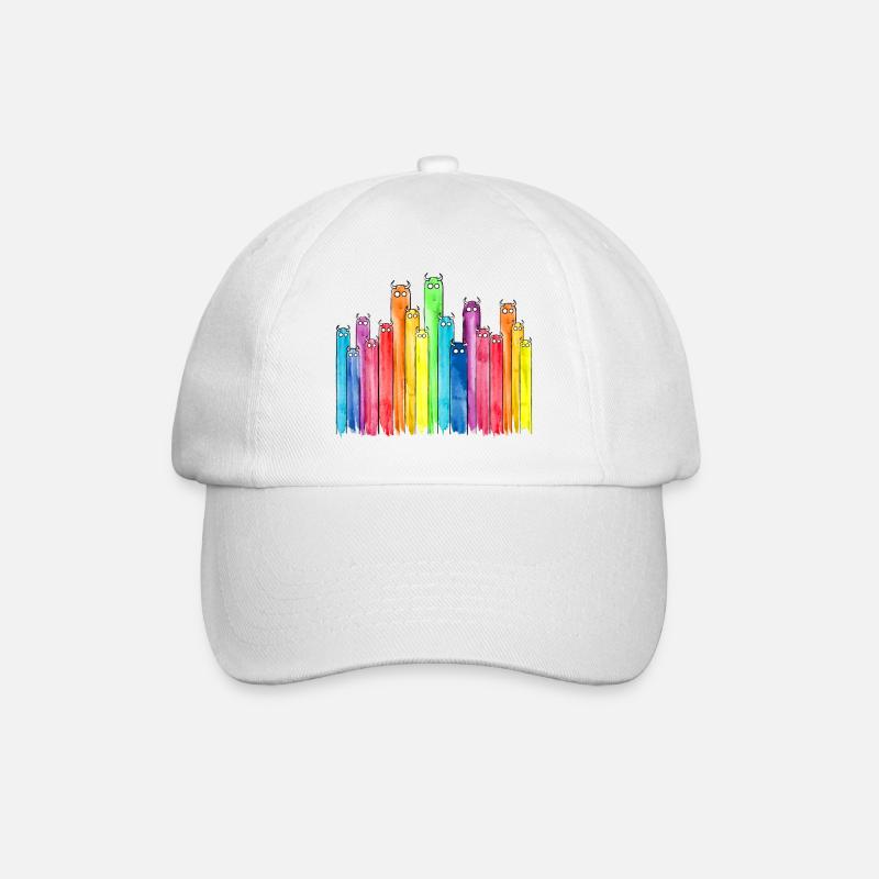 Lustige Figuren mit Hörnern (Bunt, Regenbogen) - Baseballkappe - Weiß/Weiß