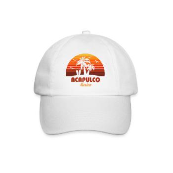 Acapulco Mexiko Künstlerischer Urlaub Souvenir Sonnenuntergang - Baseballkappe - Weiß/Weiß - Vorne