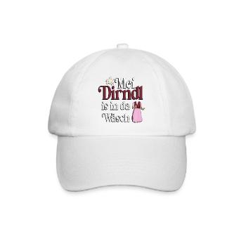 Mei Dirndl is in da Wäsch – Dialekt Humor - Baseballkappe - Weiß/Weiß - Vorne