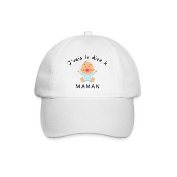 J'vais l'dire à maman, enfant, mère - Casquette classique - blanc/blanc - Devant
