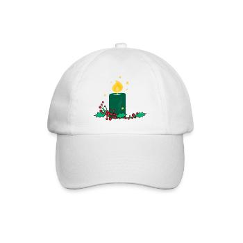Bougie de Noël et baie de houx - Casquette classique - blanc/blanc - Devant
