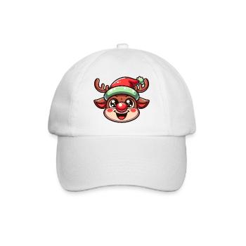 Weihnachtsrentier mit Mütze - Baseballkappe - Weiß/Weiß - Vorne