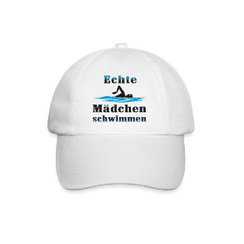 Echte Mädchen schwimmen - Baseballkappe - Weiß/Weiß - Vorne