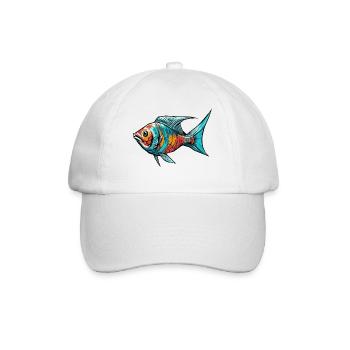 Colorful Graffiti Fish - Baseball Cap - white/white - Front