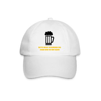 Bitte nicht schubsen ich habe Bier in der Hand - Baseballkappe - Weiß/Weiß - Vorne