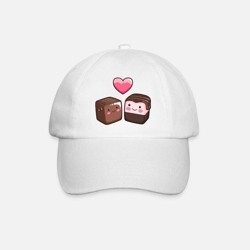 Schokolade Paar Liebe Herz Valentinstag - Baseballkappe - Weiß/Weiß