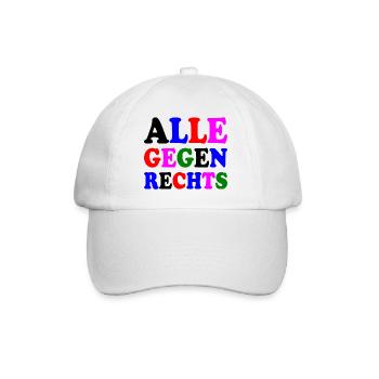Alle gegen rechts - Baseballkappe - Weiß/Weiß - Vorne