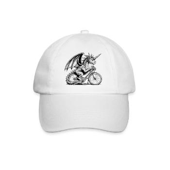 Dragon sur vélo, licorne, vélo - Casquette classique - blanc/blanc - Devant