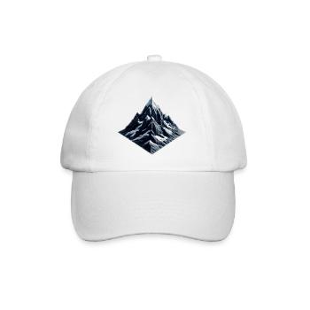 Ein Berg mit Schnee im Polygon-Stil - Baseballkappe - Weiß/Weiß - Vorne