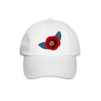 Rote Kamelienblüte - Baseballkappe - Weiß/Weiß - Vorne