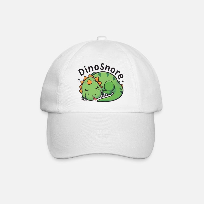 Dinosnore - Cute Sleeping Dinosaur - Baseball Cap - white/white