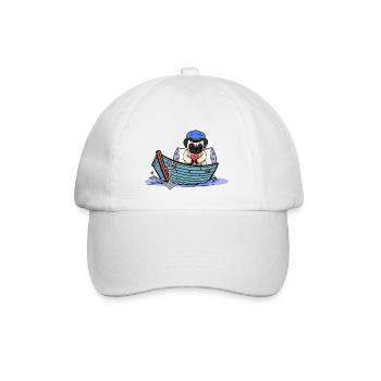 maritim Hund Boot Kapitän Matrose Ahoi - Baseballkappe - Weiß/Weiß - Vorne