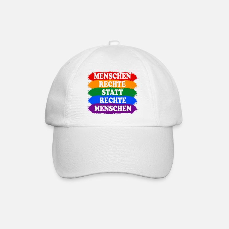 Menschenrechte statt rechte Menschen Regenbogen - Baseballkappe - Weiß/Weiß