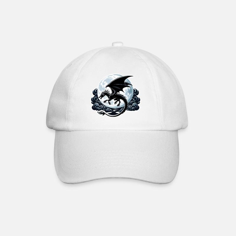 Mystische Drachen-Silhouette - Baseballkappe - Weiß/Weiß
