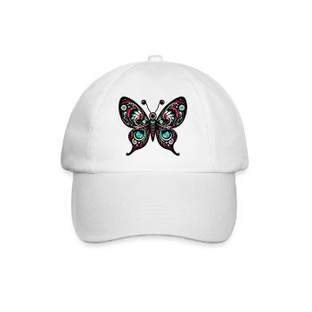 Frog, Psychedelic, Mushrooms, Art, Surreal, Color - Baseball Cap - white/white - Front