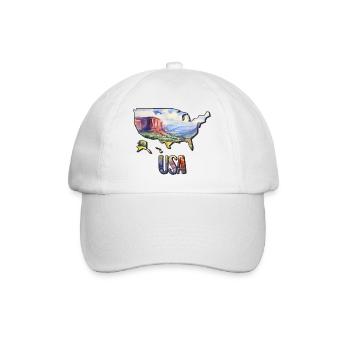 Watercolor Map USA - Baseball Cap - white/white - Front