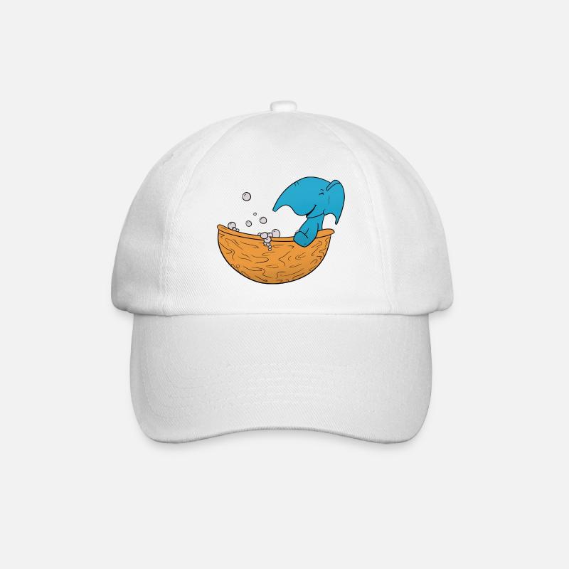 Elephant Bathing - Baseball Cap - white/white