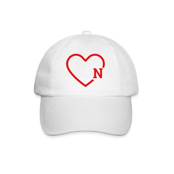 Buchstabe N Rotes Herz - Baseballkappe - Weiß/Weiß - Vorne