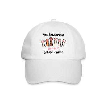 Lustiger Spruch Ich Schnarche nicht, ich schnurre - Baseballkappe - Weiß/Weiß - Vorne