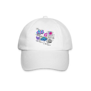 Crazy Street Graffiti on Brick Wall - Baseball Cap - white/white - Front